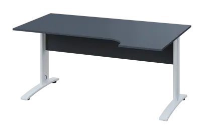 CRK 28 - 164 stůl kancelářský, rohový, pravý, kovová podnož bílá, deska 25 mm, široký 1600 mm, antra